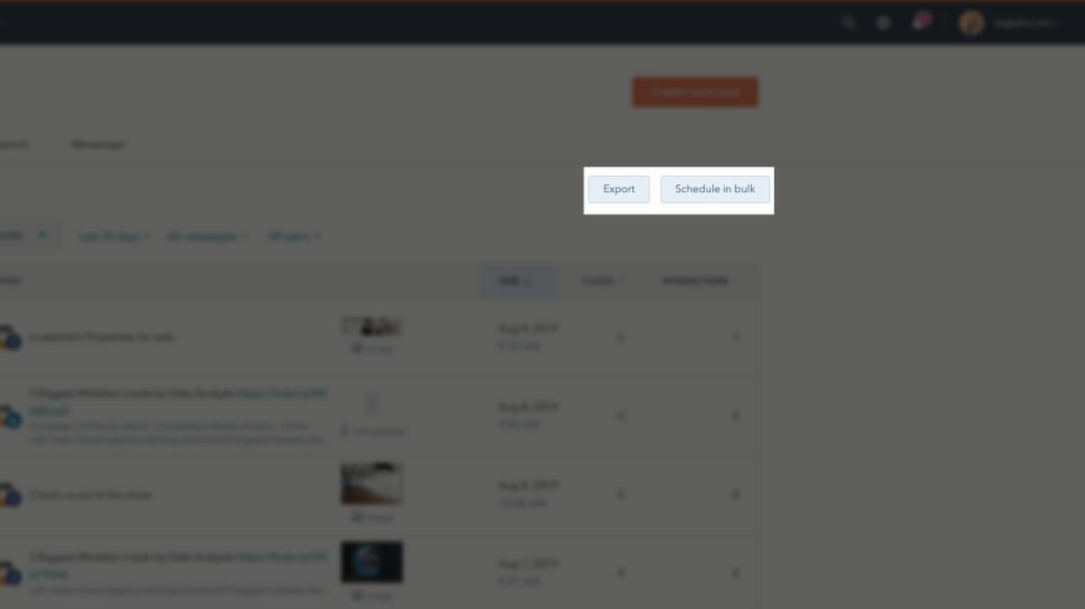 HubSpot Instagram Integration: options to export